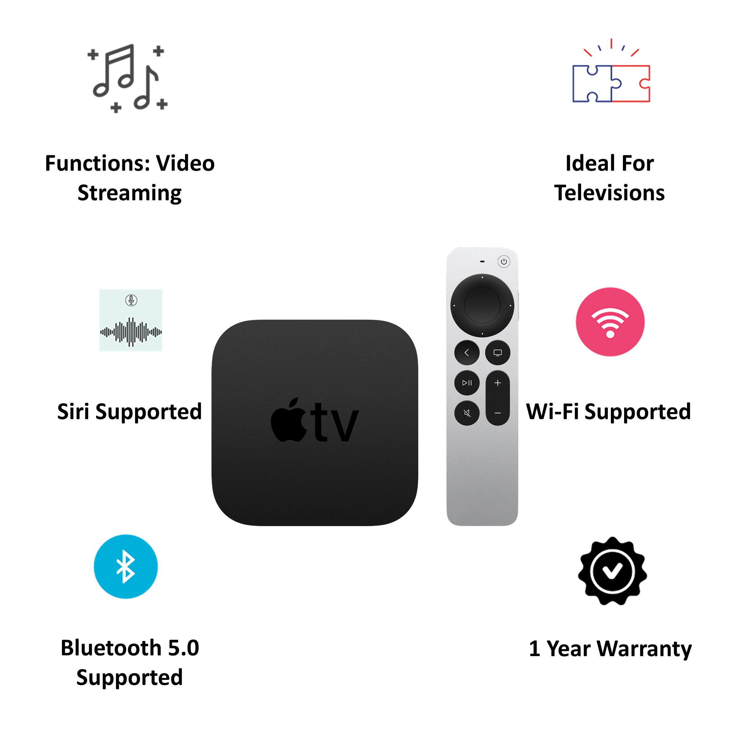 Buy Apple TV HD 32GB Media Streaming Box (Siri Remote, MHY93HN/A